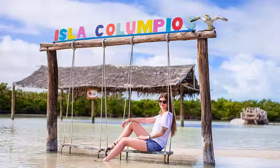 Overview of the Beach with Swings in Yucatan, Mexico