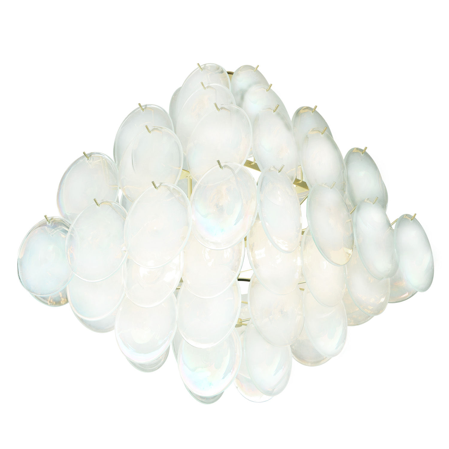 Pagoda-Style Opalescent Glass Disc Chandelier 2022
