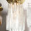 Thumbnail: Vintage Mazzega Clear and White Oblong Leaf Glass Chandelier
