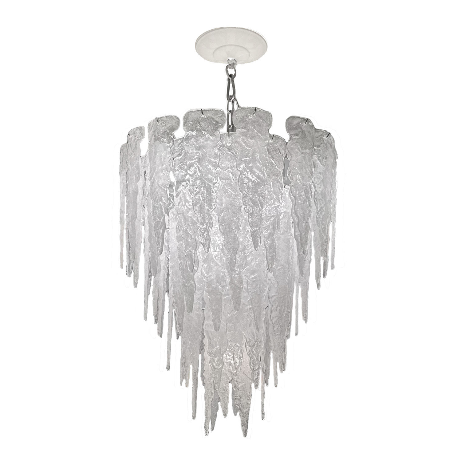 Mazzega Murano Pulegoso Glass Stalactite Chandelier 1970s