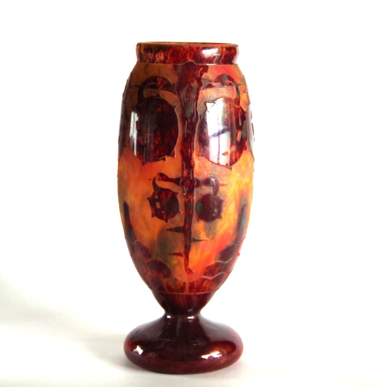 ☆[西洋骨董 アンティーク エンポリウム] シュナイダー Le verre francais vase 栃の実 花器 花瓶 ☆№36 box