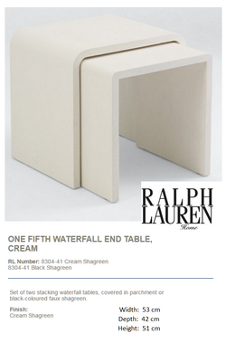 8304-41 ONE FIFTH WATERFALL END TABLE, CREAM