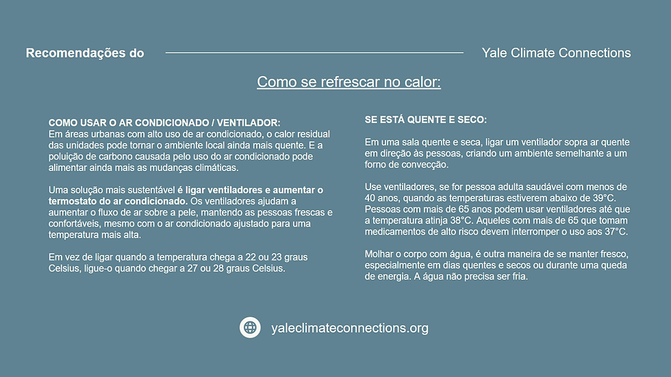 Ligar o ventilador pode ser perigoso se está quente e seco.