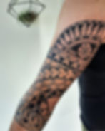 Freehand polynesian inspired tattoo / tribalism / tribal tattoo / blackwork tattoo / armsleeve by 3.14 TATTOOstudio