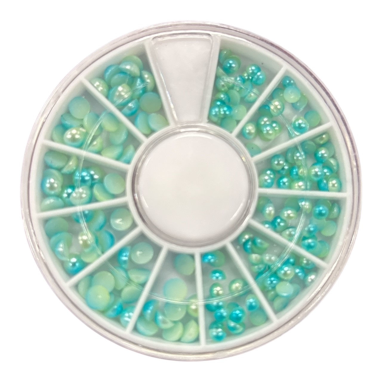 Fantaisie (rond) Rhineston turquoise mixte