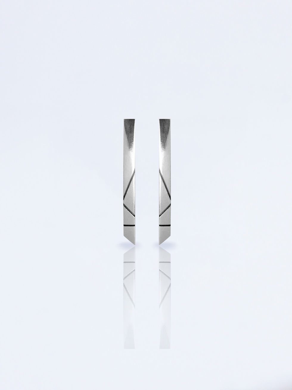 Thumbnail: 925 Silver earrings Fractures, polished with oxidised ornaments. Minimalistic. Mirtyna Jewelry