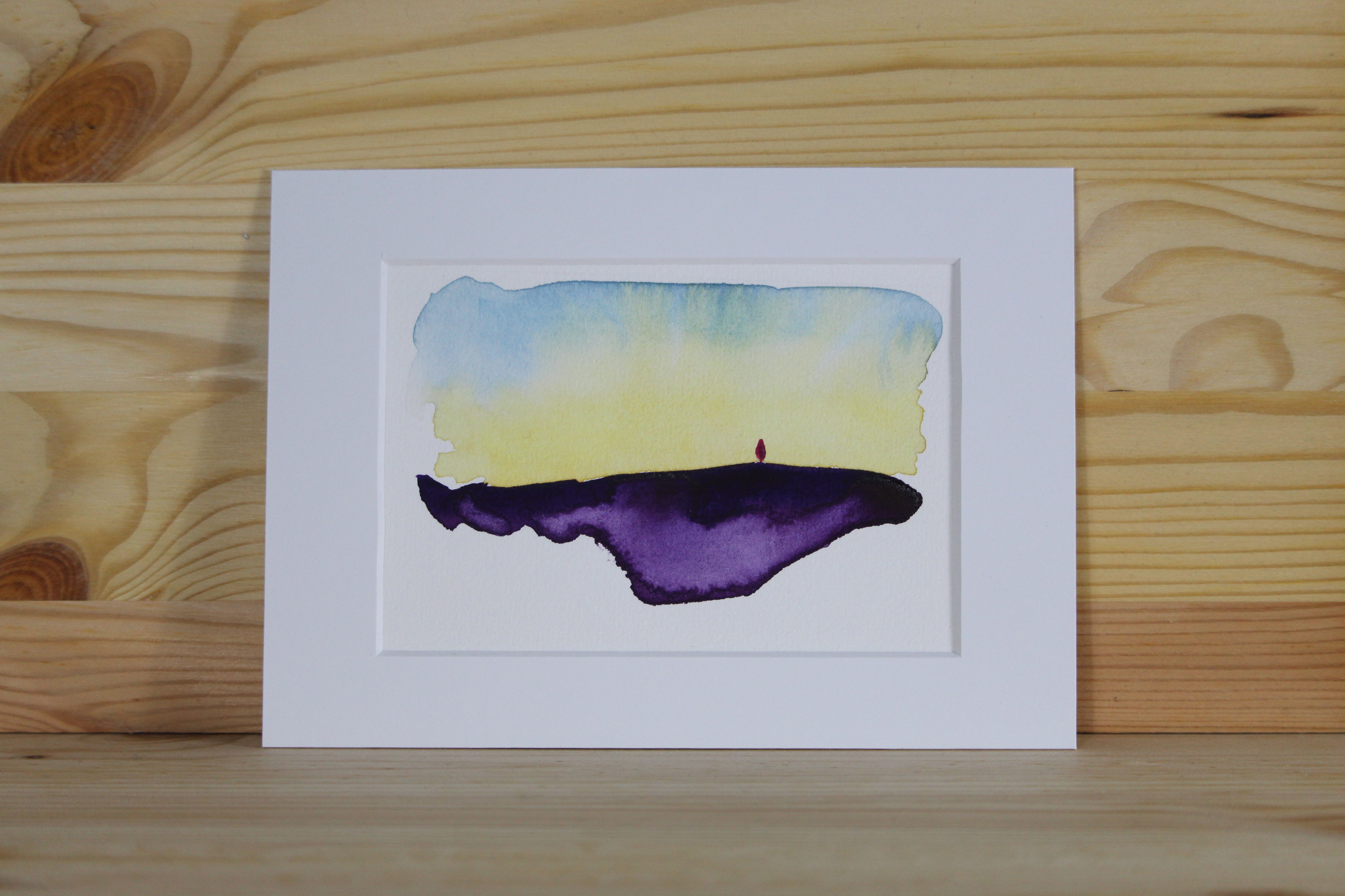 Paysage à l'aquarelle. Œuvre originale.