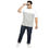 Thumbnail: VAISHVIK Men's Plus Size Round Neck T-Shirt 2 Panel White Grey