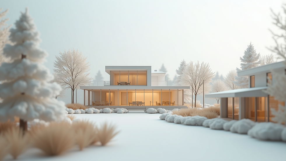 Eye-level view of a modern architectural design model