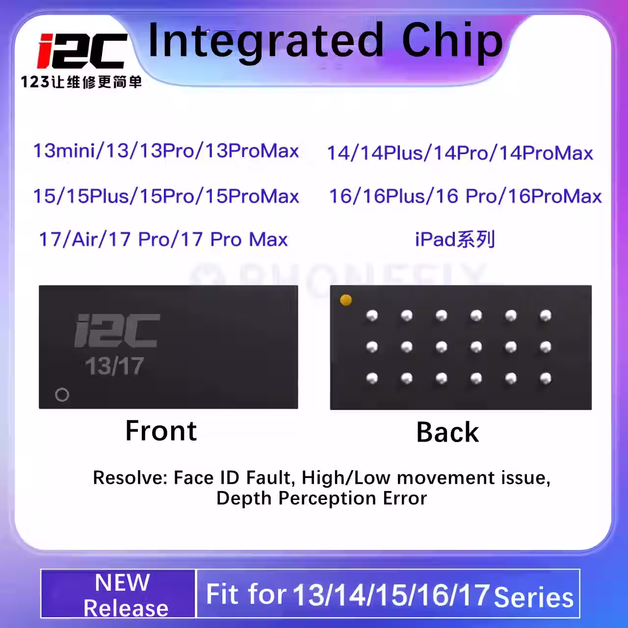 Chip I2C de FACE ID IPhone 13-17, matriz de puntos