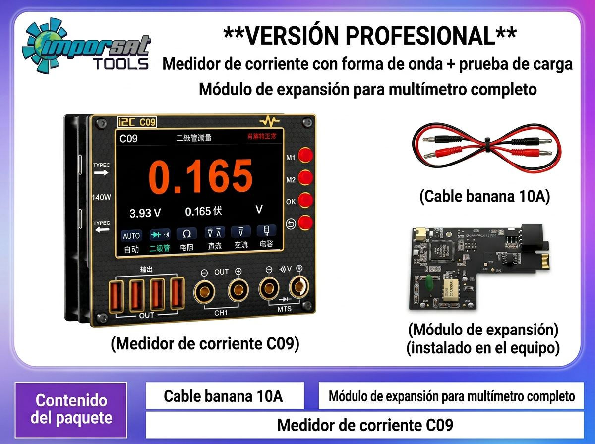 Amperimetro medidor V/A+ fast charging +forma de onda ref. I2C C09