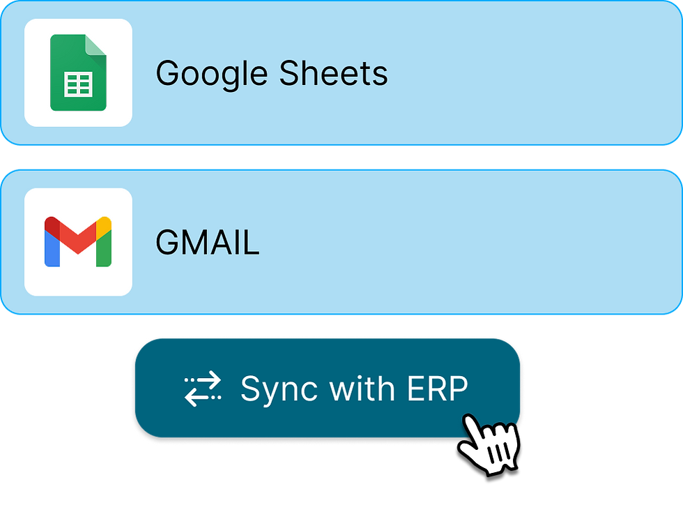 ERP syncing with Gmail and Google Sheets for mid-market to enterprise businesses
