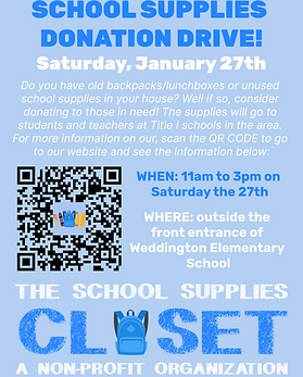 A flyer for one of our school supply collection events.