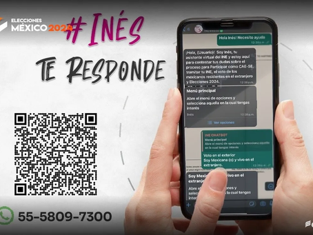 El INE renueva a "Inés", su chatbot en WhatsApp para verificar información el día de las elecciones de 2024 en México