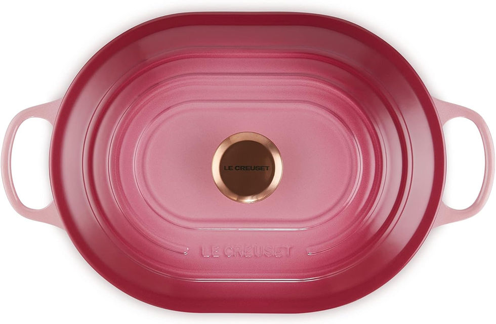 Vista superior da Panela oblong Le creuset signature 31cm diversas cores em tom rosa.
