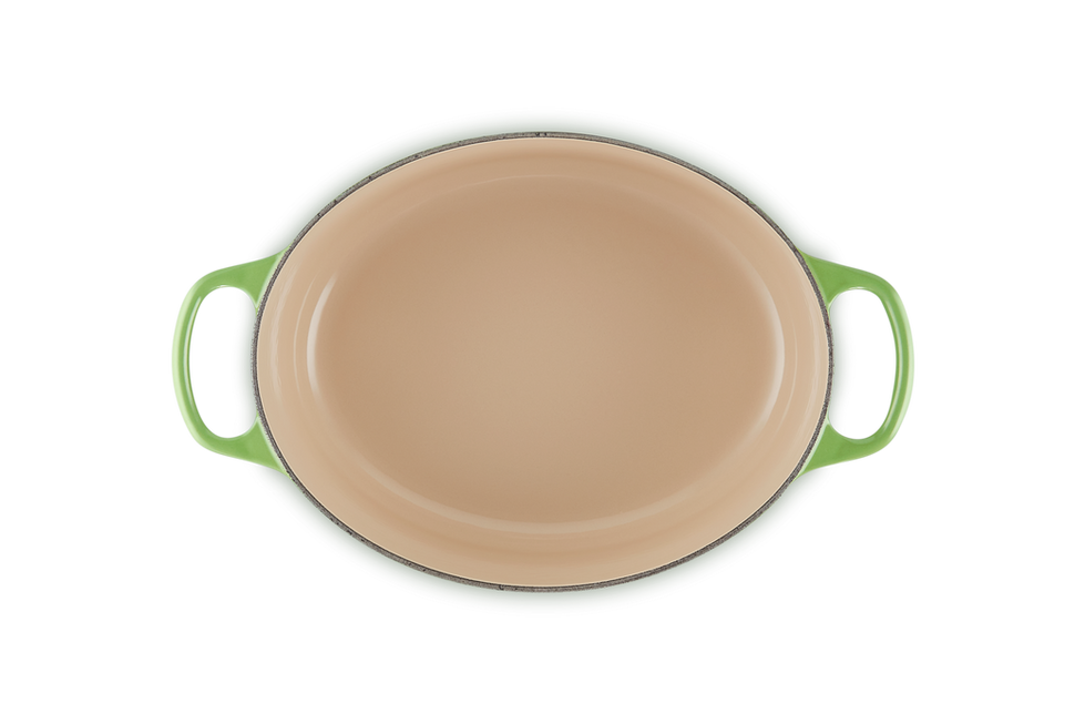 Vista superior de Panela oval Le creuset signature 29cm diversas cores, verde. Panela oval.