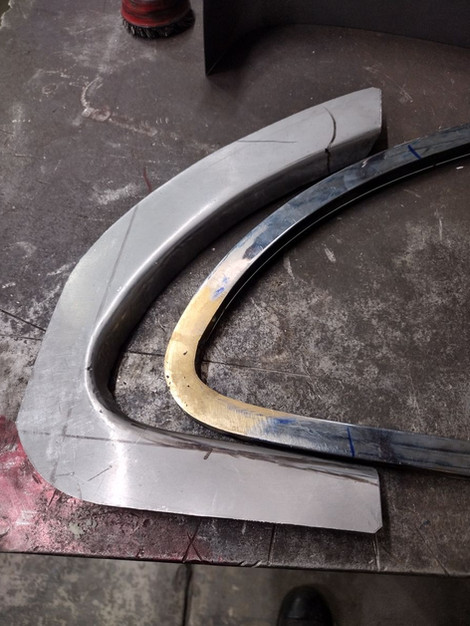 Custom side window frame for 1959 Jaguar XK150 by FFR Fabrication