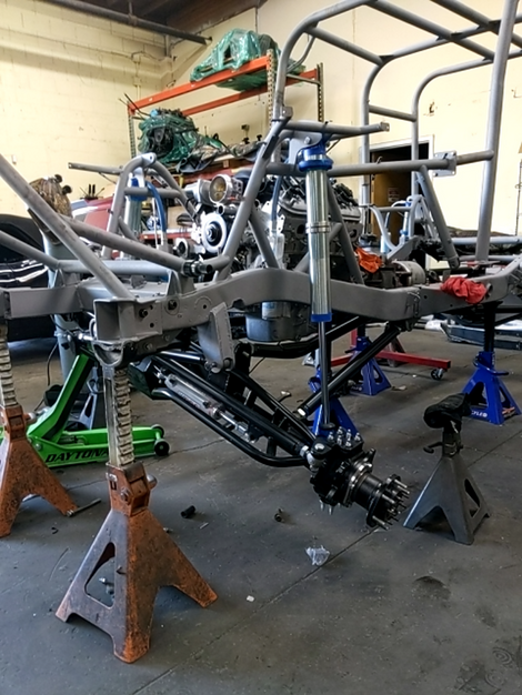 In process picture of FJ frame in mock up phase before paint primer to insure proper fitment for all connecting parts
