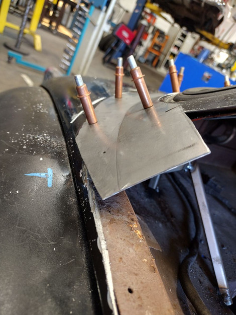 Final fitment check on the connection from the custom side window frame panel to the Back window to trunk filler panel by FFR