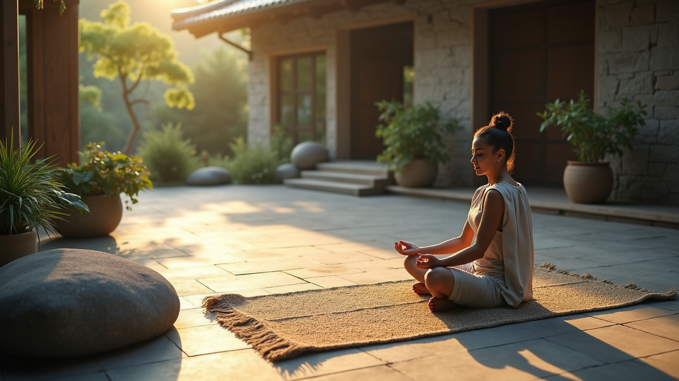 High angle view of tranquil meditation setting