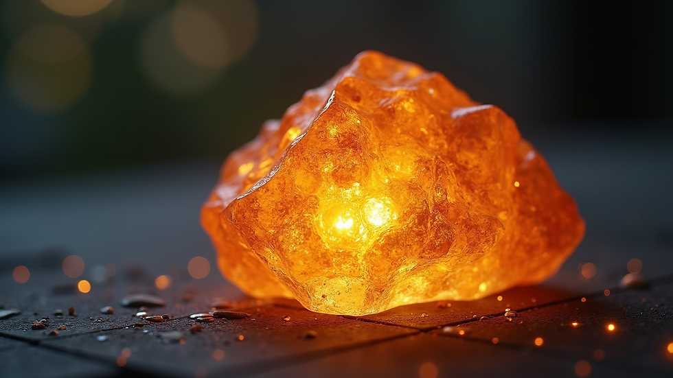 Close-up view of a glowing crystal representing spiritual energy