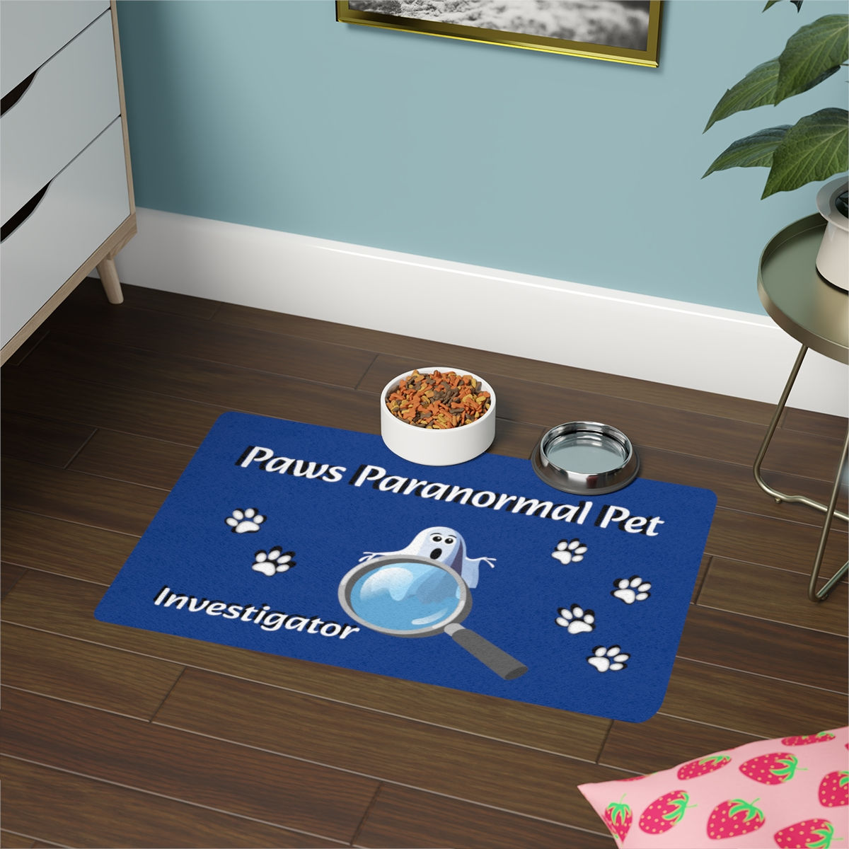 PAWS PARANORMAL Pet Food Mat (12x18) BLUE