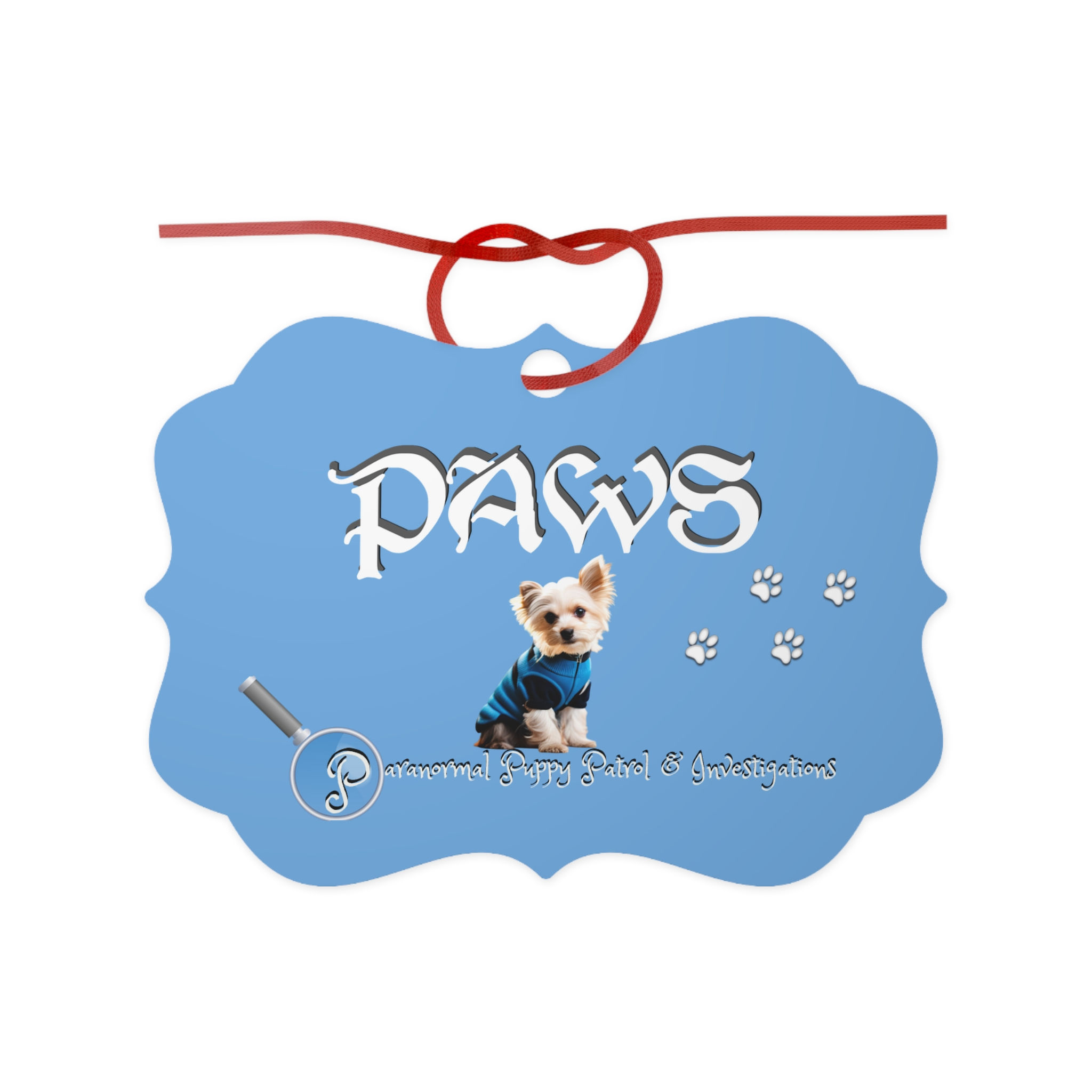 PAWS Puppy Patrol BLUE -Aluminum Ornament, 1pc
