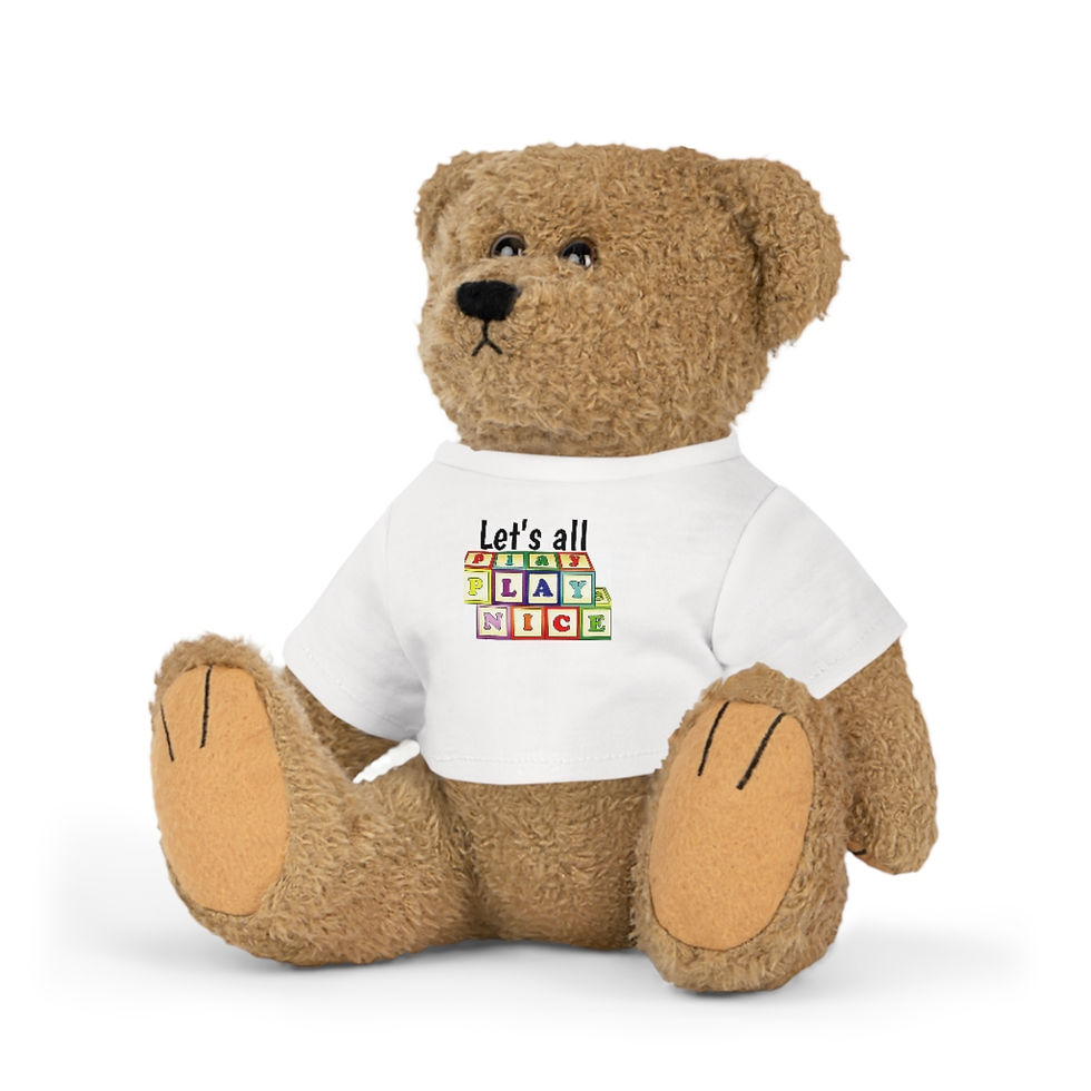 Thumbnail: THEIR RULES Collection: Plush Toy with "Let's all PLAY NICE" T-Shirt
