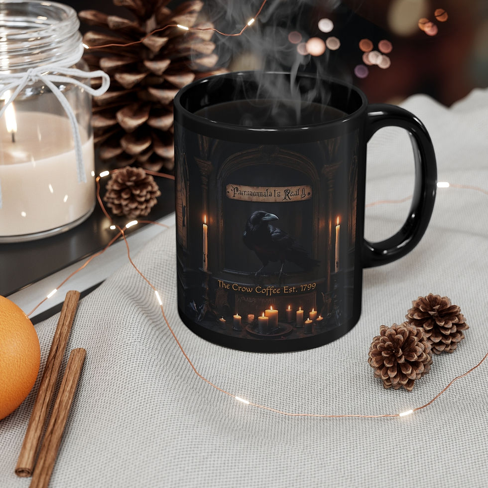 Thumbnail: THE Crow Coffee Est 1799- Black Mug - 2 SIZES Available: (11oz, 15oz)