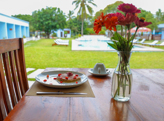 Breakfast and coffee served at Villa Martins in Mozambique