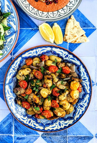Roast baby potato, shallot and tomato salad