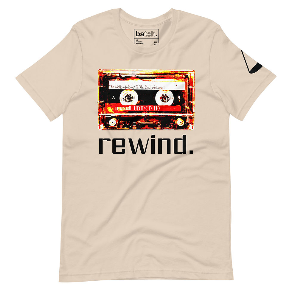 الصورة المصغرة: rewind. T-Shirt (Black Lettering)