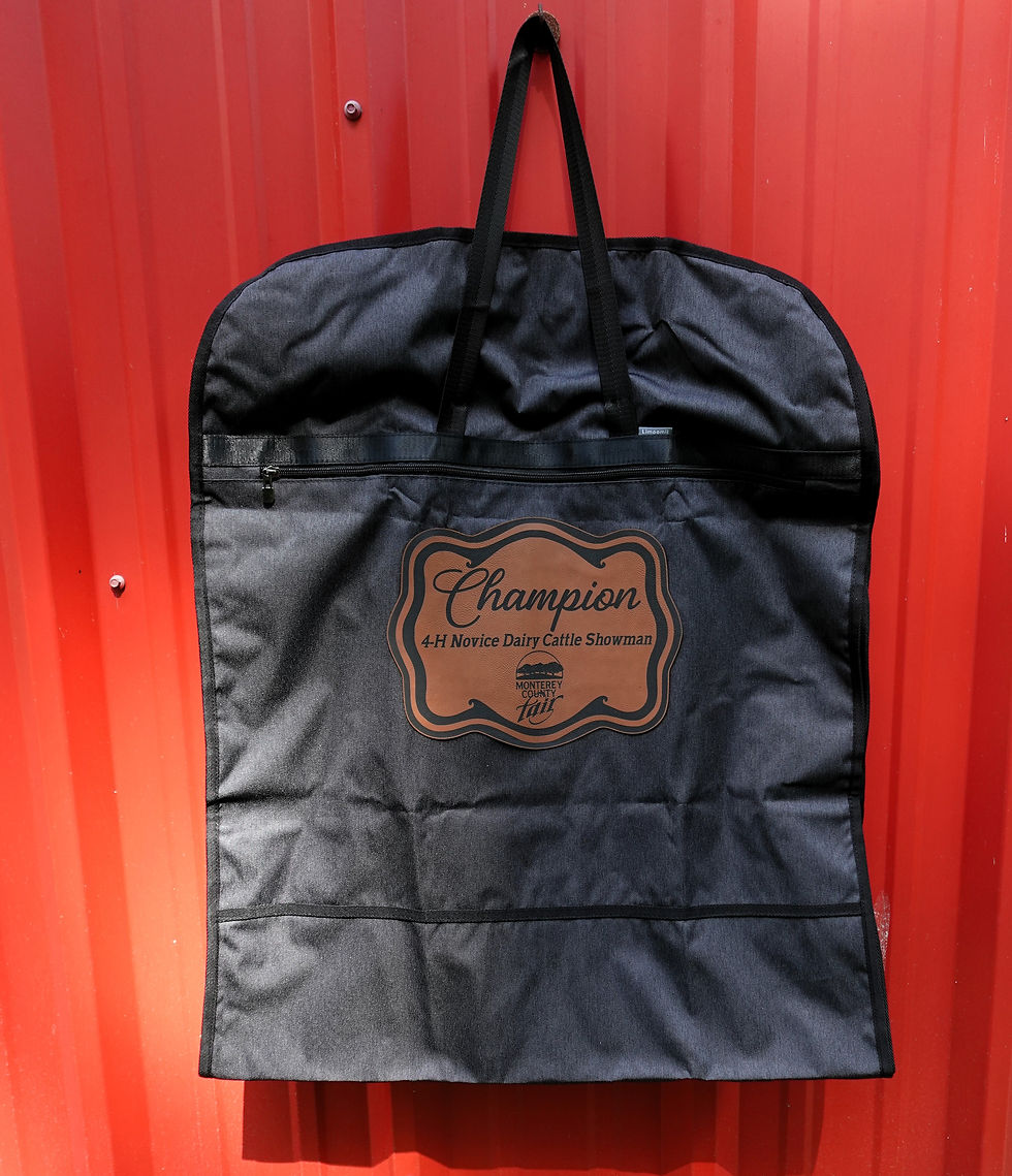 Thumbnail: Custom Garment Bag with Faux Leather Patch Award
