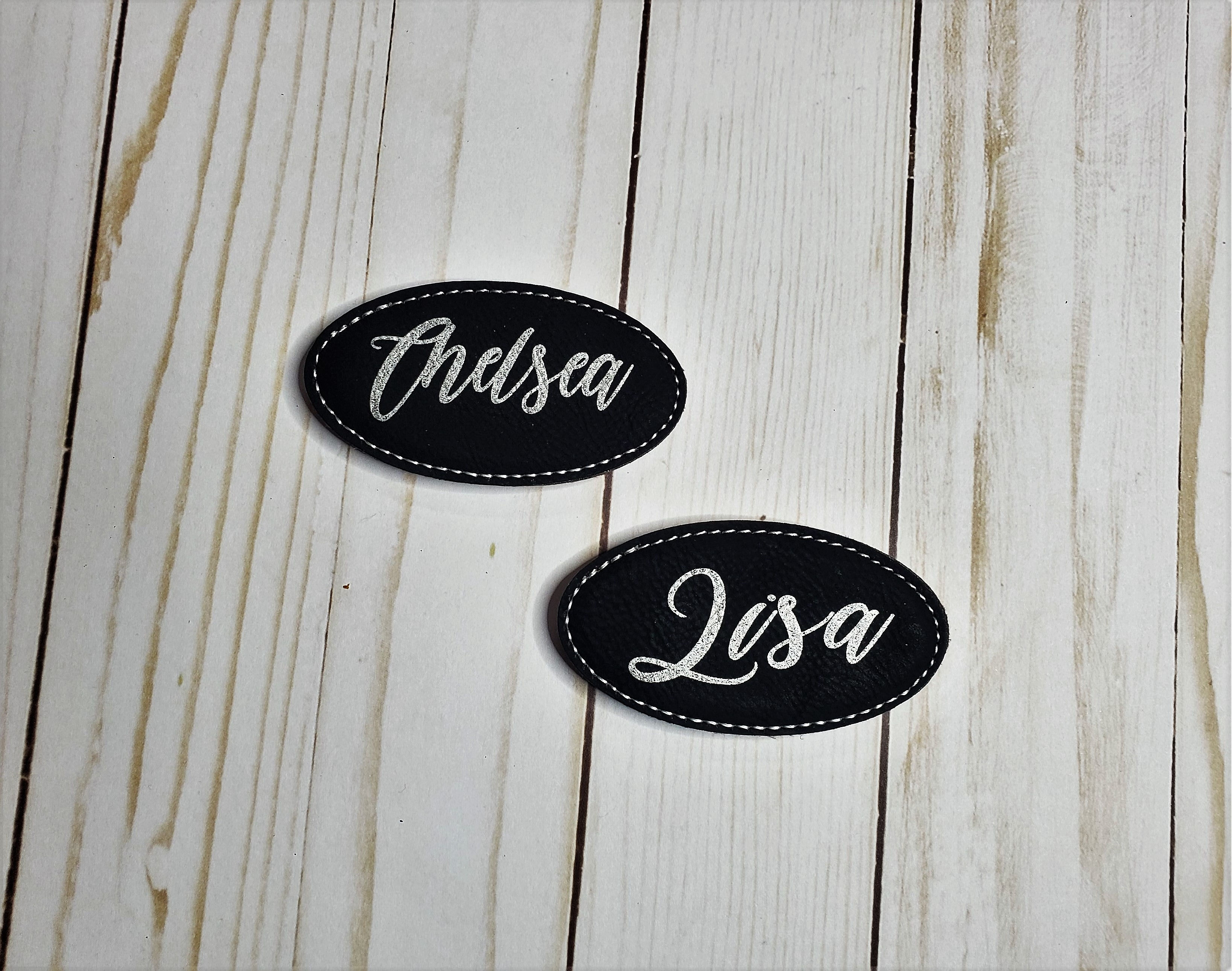 Faux Leather Oval Custom Name Tag Magnet