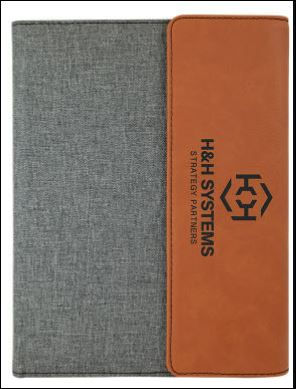 Thumbnail: rawhide and gray engraved corporate padfolio for meeting