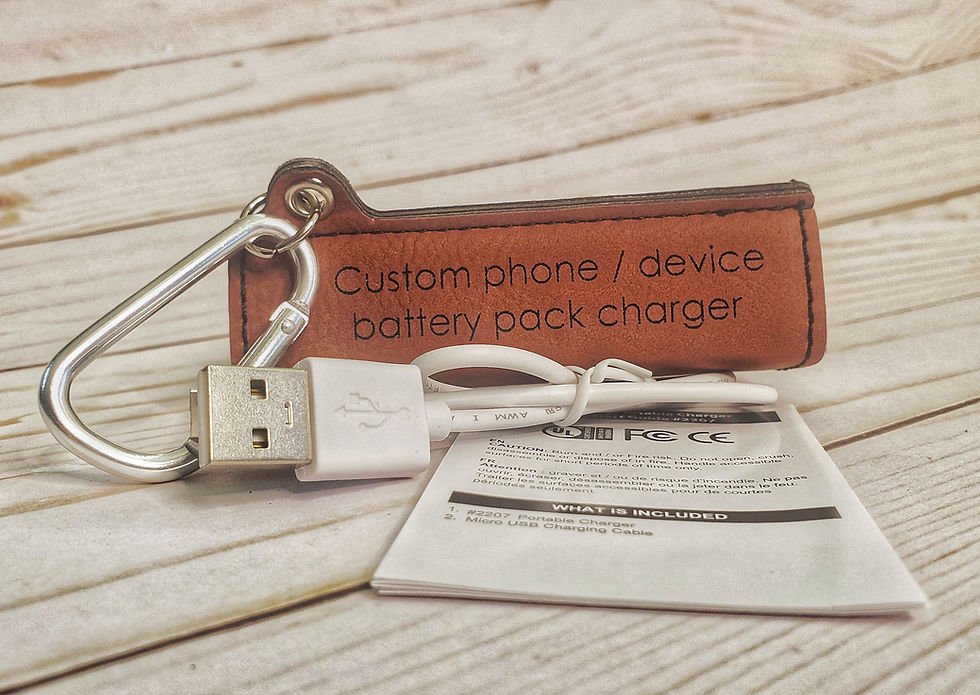 Thumbnail: Faux Leather Custom Power Bank Phone / Device Charger