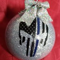 Thumbnail: Thin Blue Line Christmas Ornament