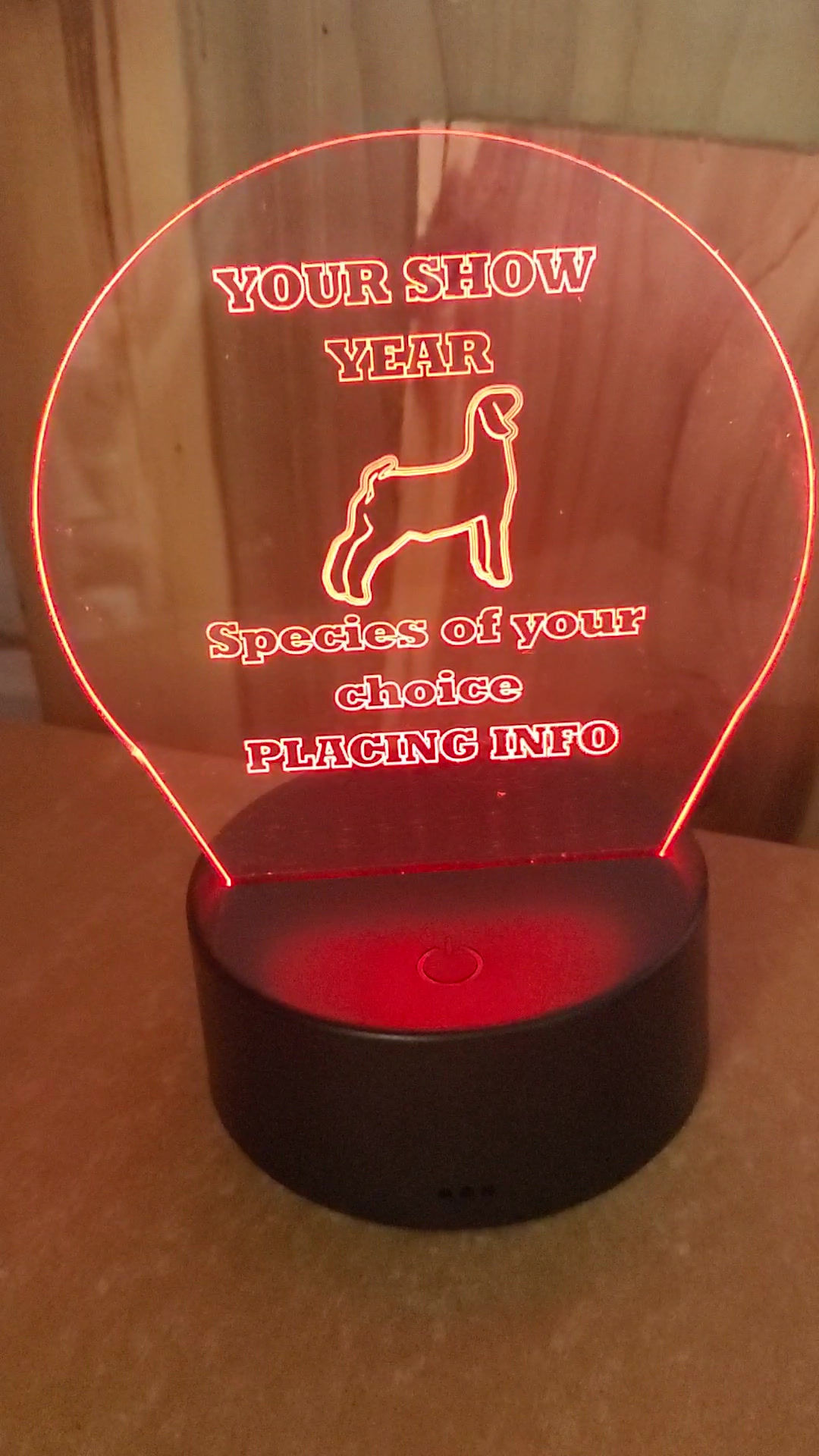 Rounded Acrylic Light Up Livestock Award