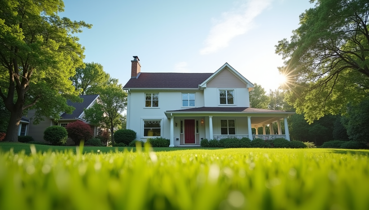 Eye-level view of a charming Northeast Ohio home with a well-maintained front yard