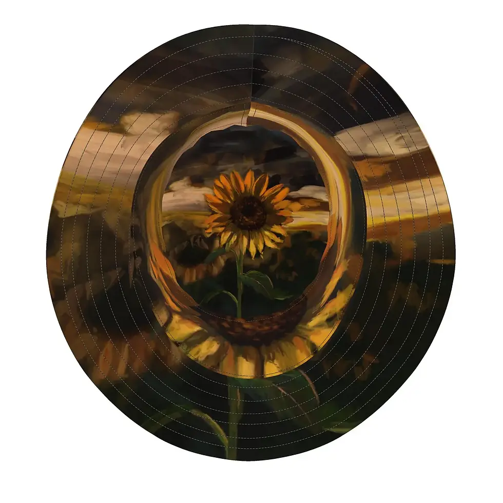 Carolyn Wonders' Joanie Bucket hat shown from a top down view