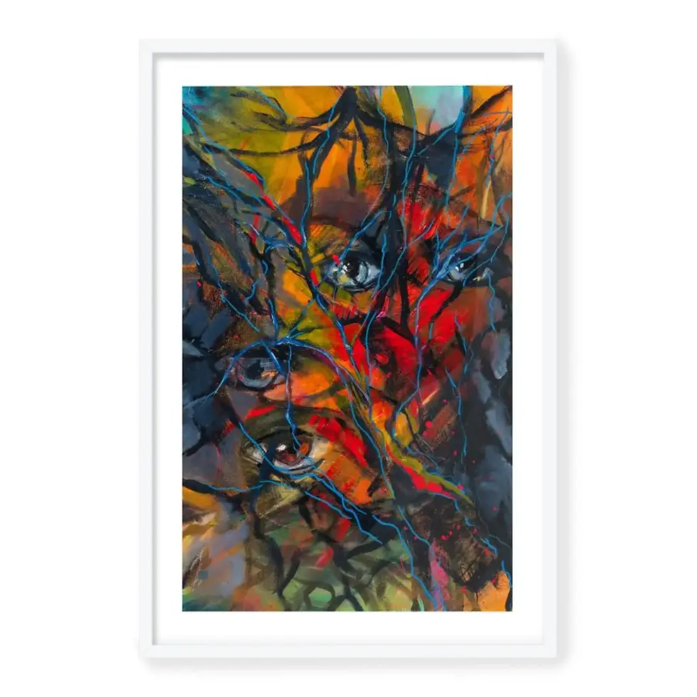 High-quality Whitey Framed Wall Art with archival paper by Carolyn Wonders, in a white frame