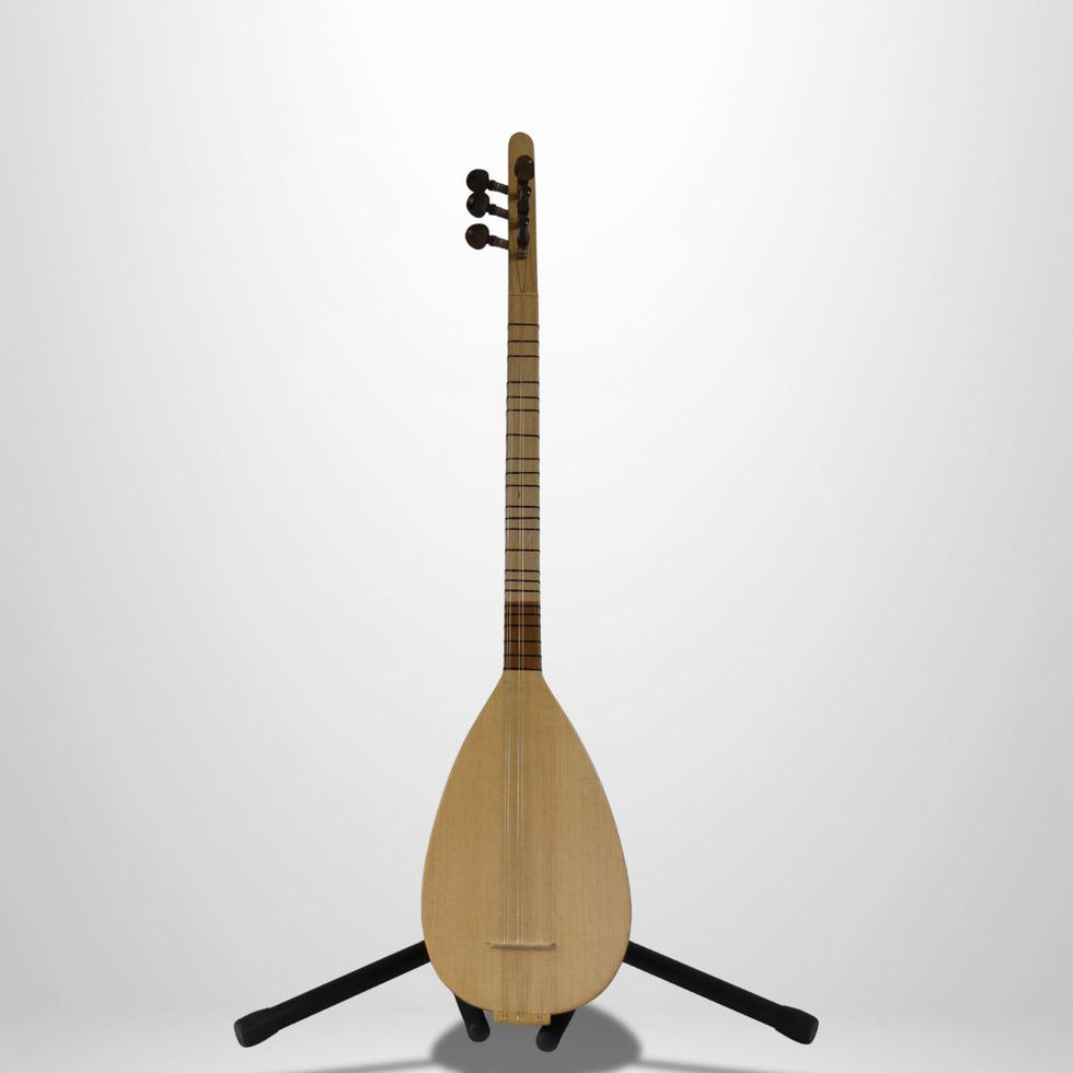 Cura Baglama Vorderansicht geschnitztes Unikat Instrument