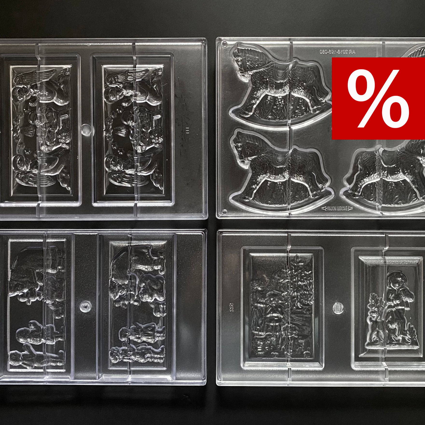 WEIHNACHTS-SPAR-PAKET Nr. 1: Vier Profi Schokoladenformen "Weihnachten"