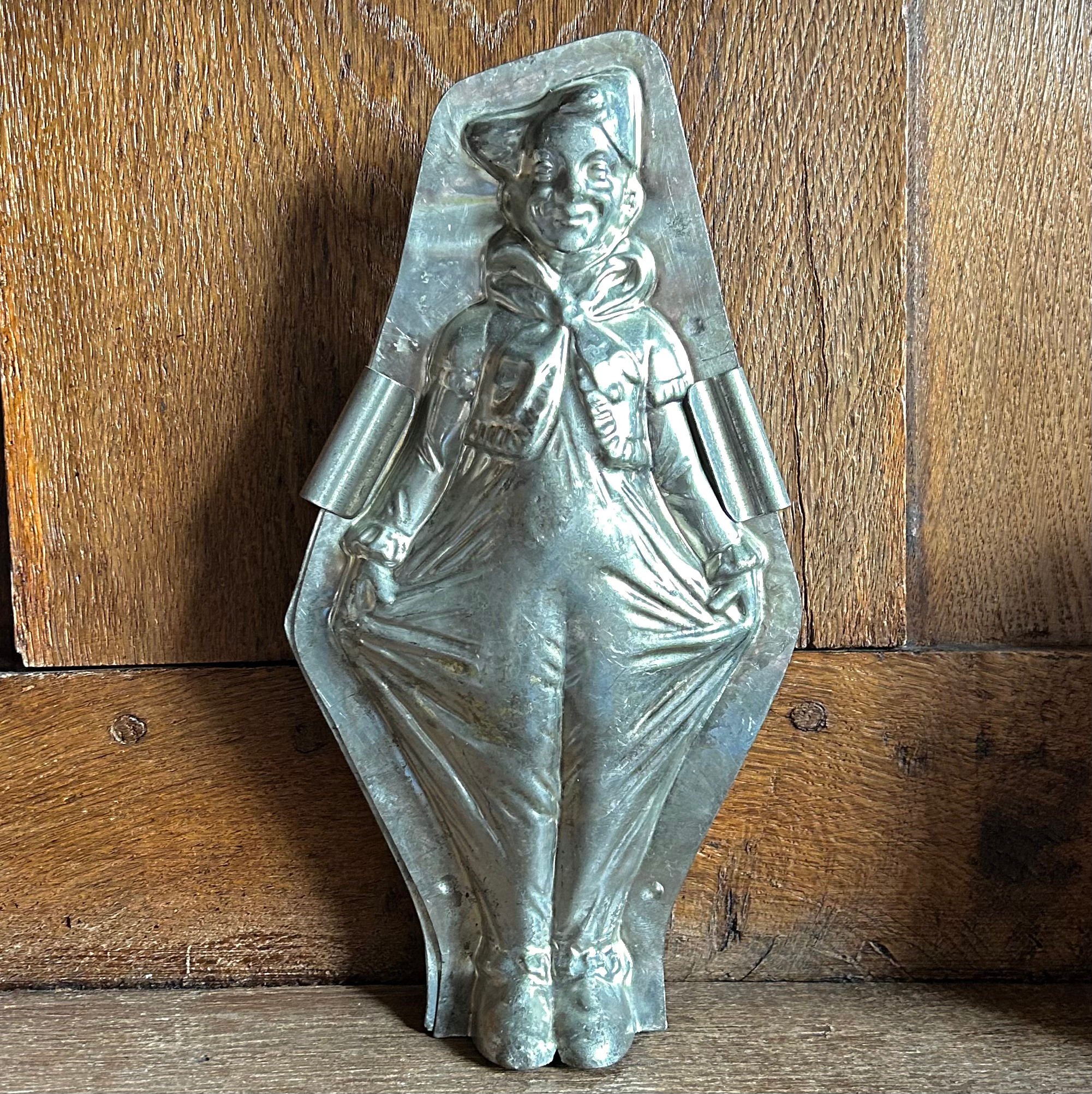 Seltene antike Schokoladenform GROSSER CLOWN MIT WEITEN HOSEN, 27,5 cm