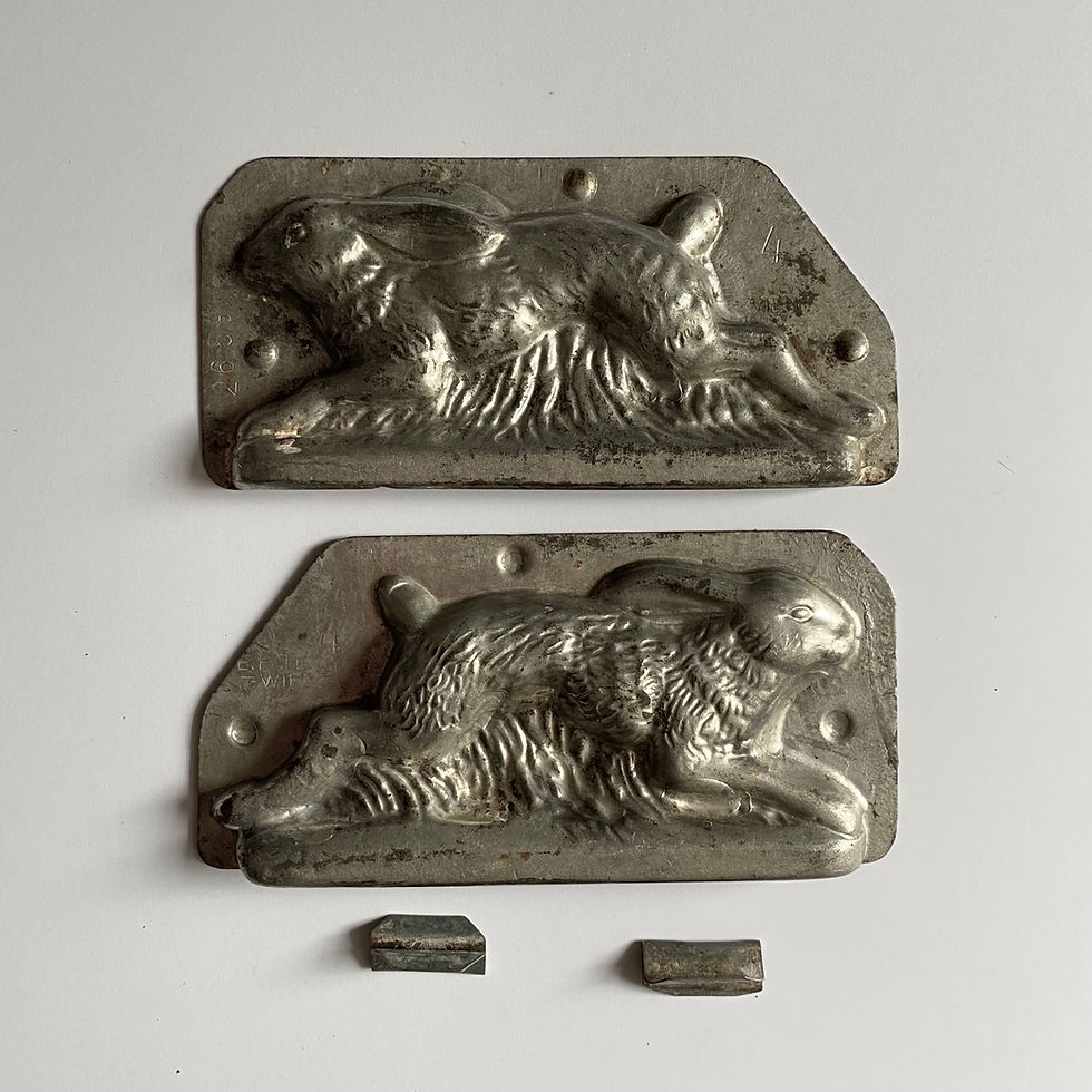 Thumbnail: Antique RUNNING RABBIT chocolate mold 16.5 cm