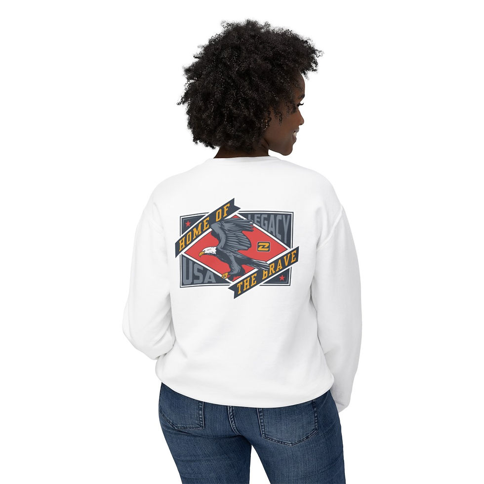 Thumbnail: Home of The Brave Unisex Lightweight Crewneck Sweatshirt