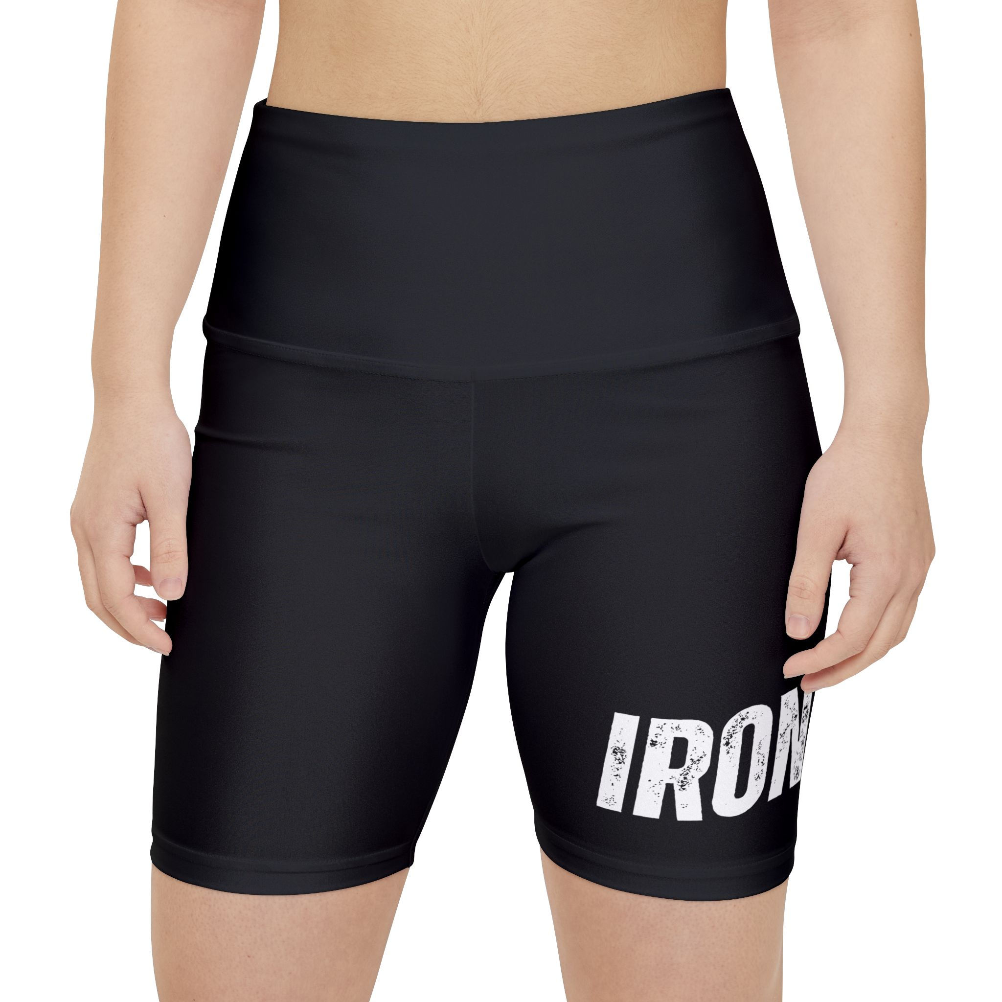 Workout Shorts - 'Iron Ivy' Black High-Waist Fitness Biker Shorts