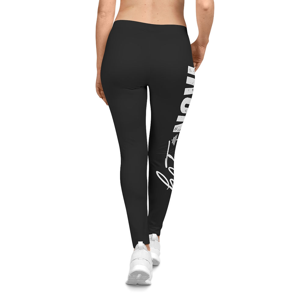 Thumbnail: Workout Leggings — 'Iron' Vertical Script Side Print Women's Fitness Leggings