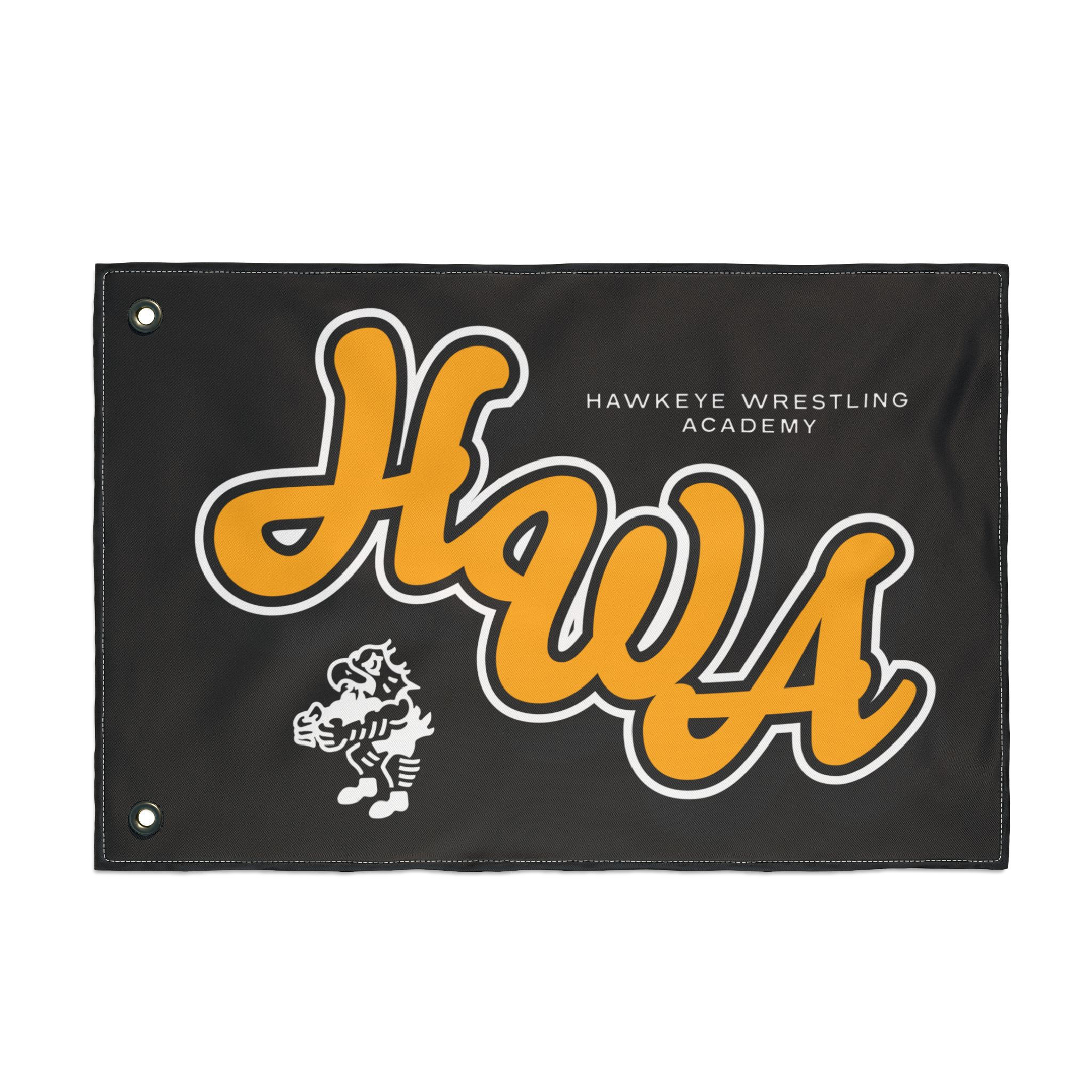 HWA Double-Sided Wrestling Academy Flag — Black & Gold Team Banner