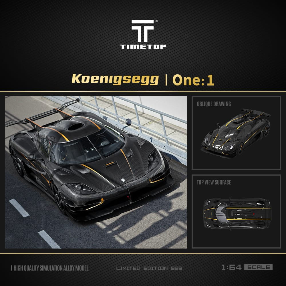 Koenigsegg One:1 with Removable Engine Hood Carbon Gold - Gift Box Edition